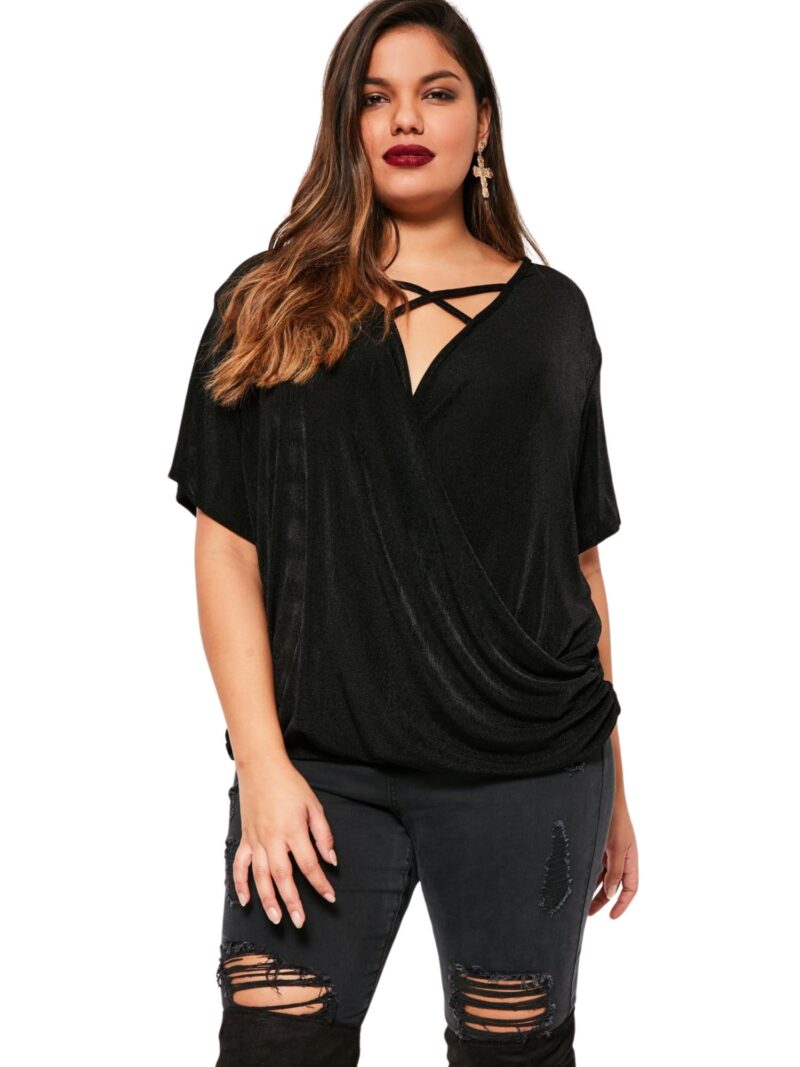 Wrap over silky cross strap black