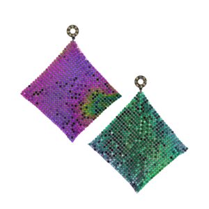 Silver Holographic Chain Mail Drape Earrings