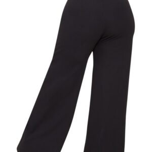 Black Split Hem Straight Leg Trousers