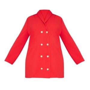 Red Gold Button Oversized Blazer Dress