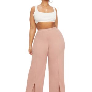 Dusty Pink Split Hem Straight Leg Trousers