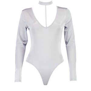 Suzie strap choker bodysuit grey