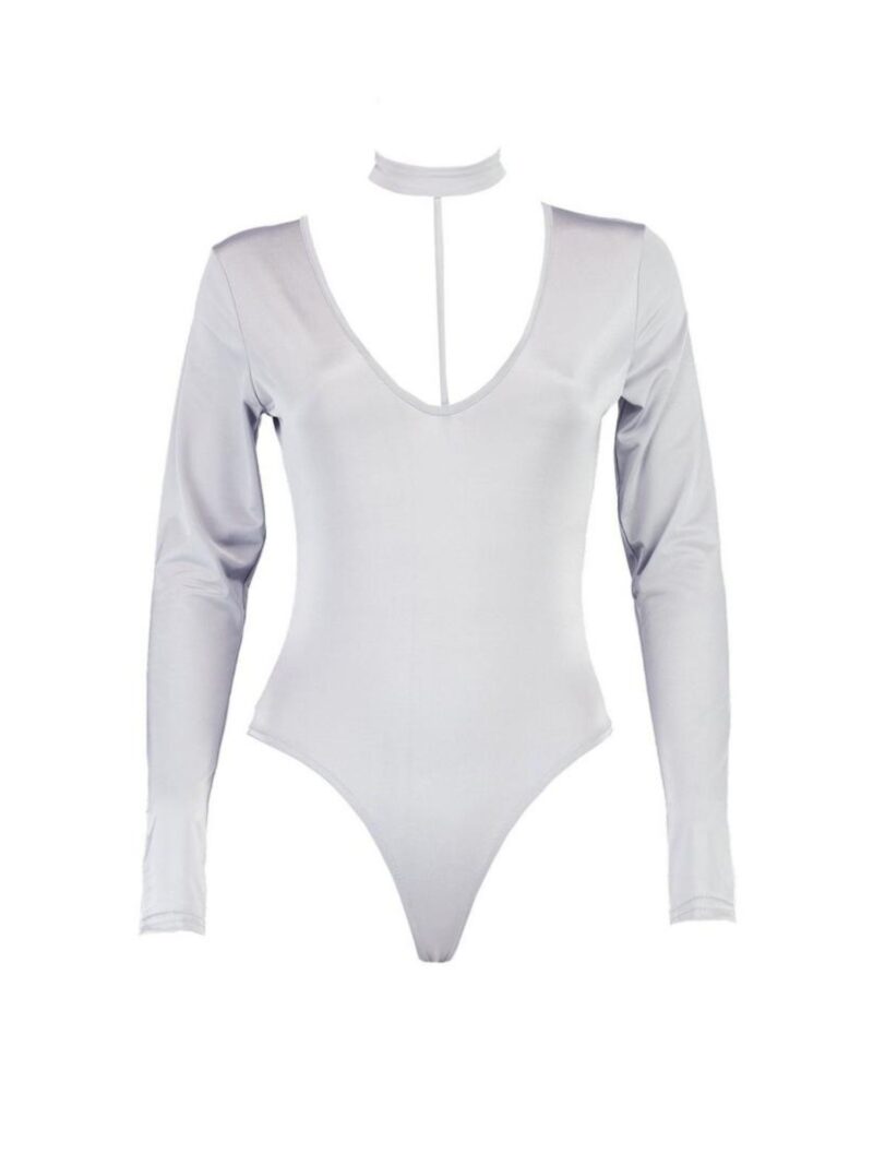 Suzie strap choker bodysuit grey