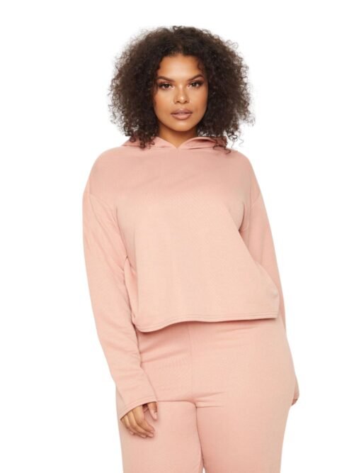 Dusty Coral Oversized Cropped Hoodie
