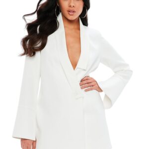 Madison Beer x Missguided black colar detail Blazer dress