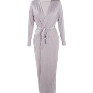 Milly slinky belted maxi duster grey