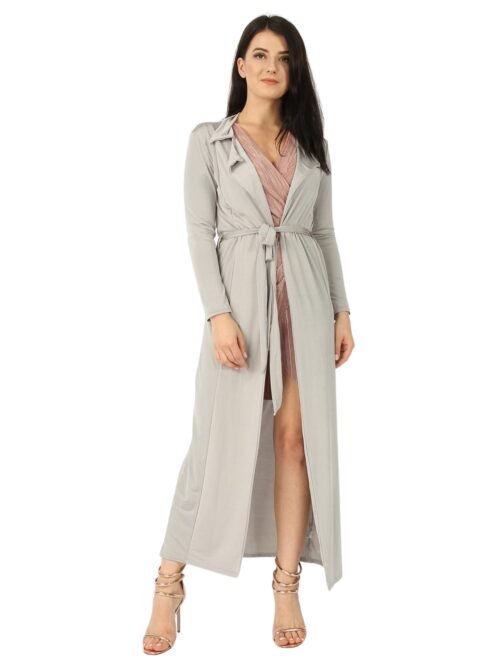 Slinky maxi duster jacket grey