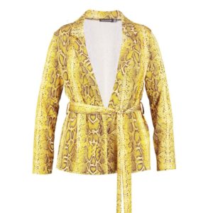 Louise Snake print slinky belted blazer yellow