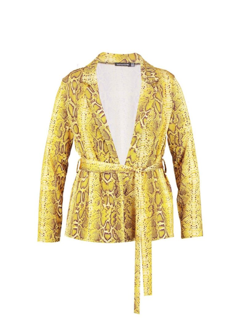 Louise Snake print slinky belted blazer yellow