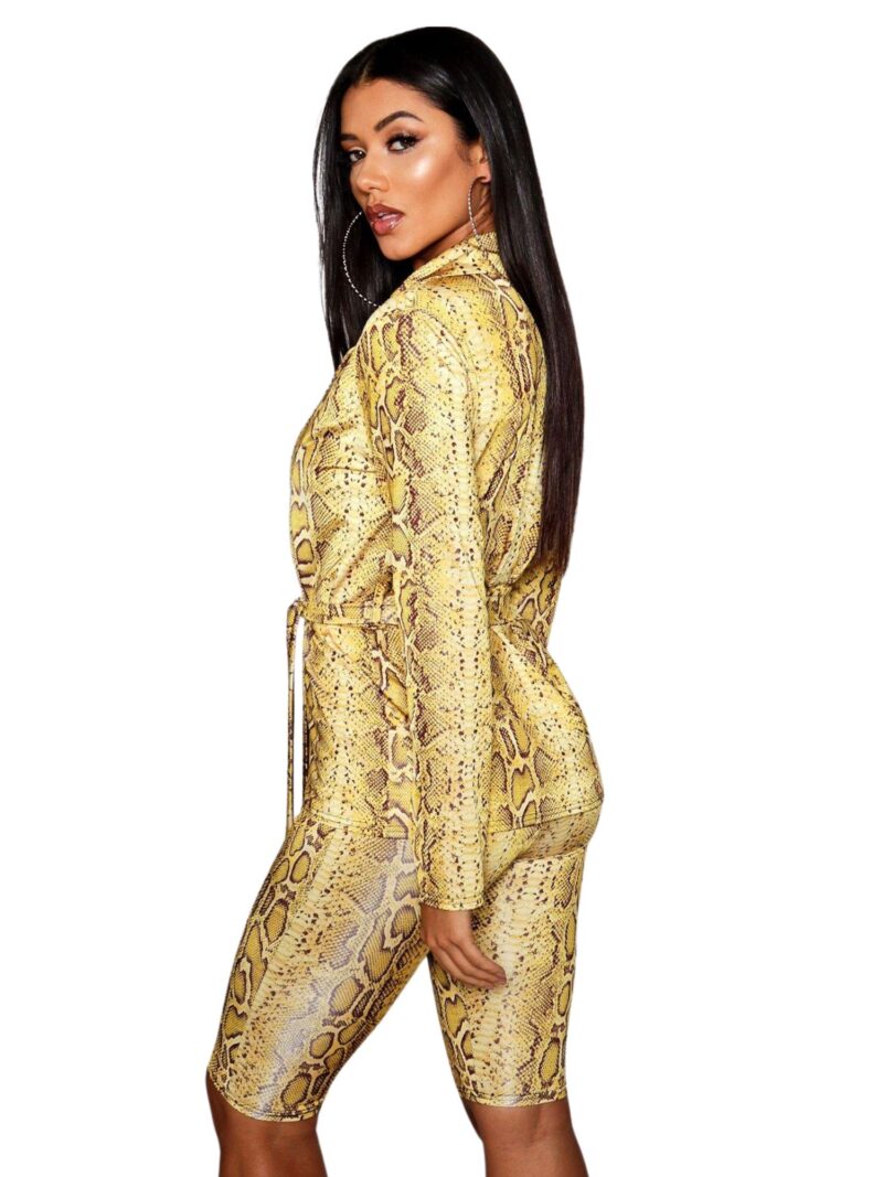 Louise Snake print slinky belted blazer yellow
