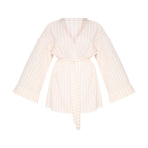Plus Nude Striped Belted Oversized Sleeve Blaze