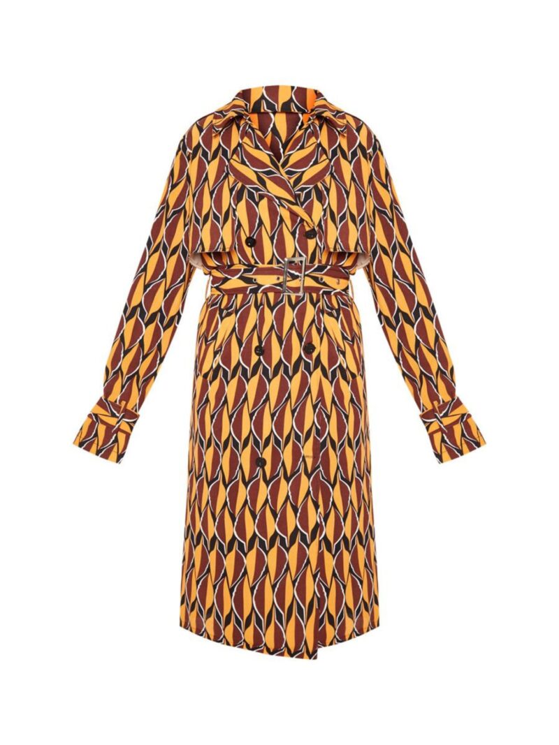 Petite Rust Aztec Trench Coat