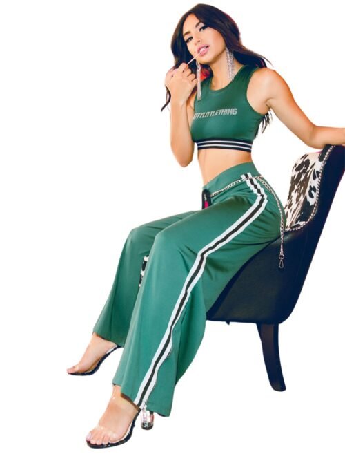 Green Wide Leg Sport Trouser