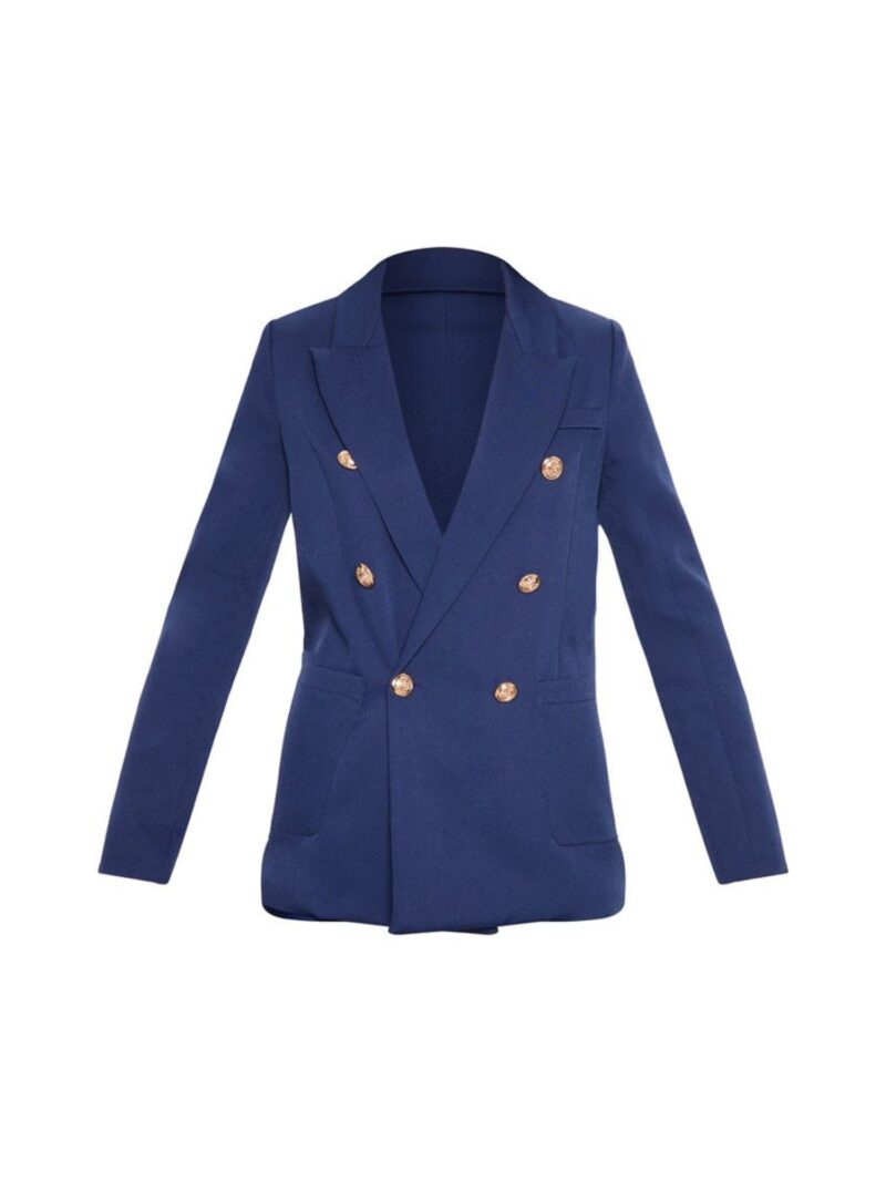Navy Double Breasted Military Blazer