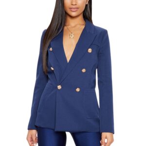 Navy Double Breasted Military Blazer