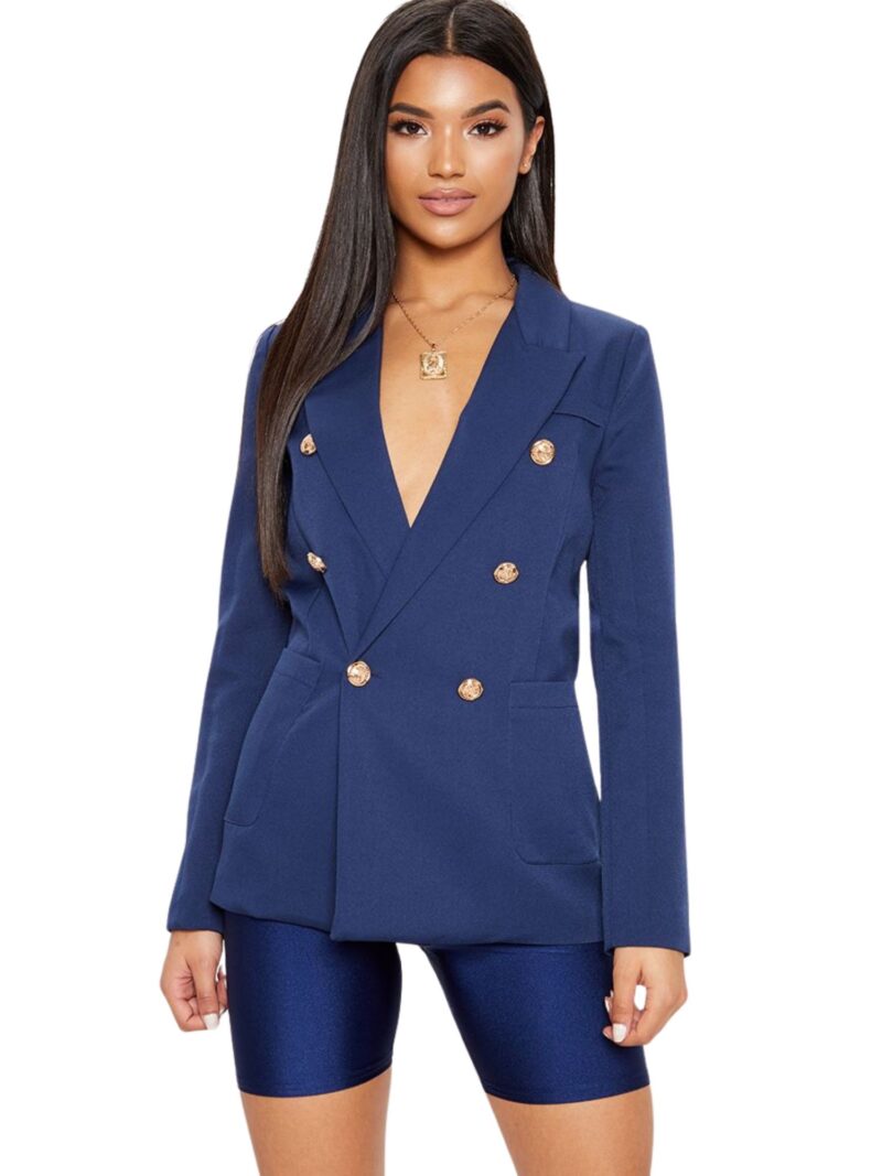 Navy Double Breasted Military Blazer