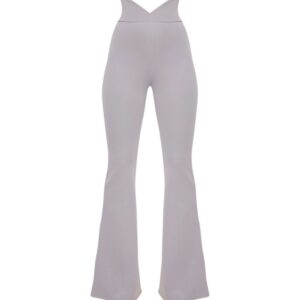 Scuba Curve Waist Band Detail Flared Trousers