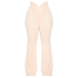 Scuba Curve Waist Band Detail Flared Trousers