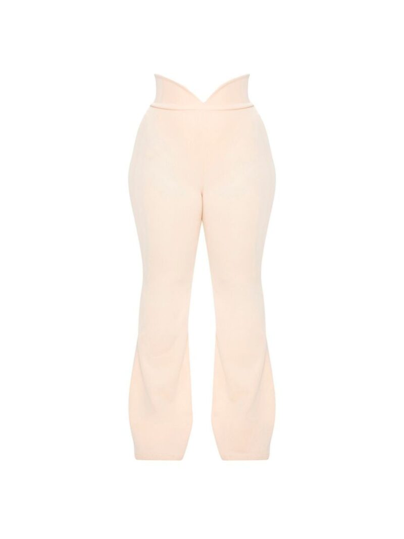 Scuba Curve Waist Band Detail Flared Trousers