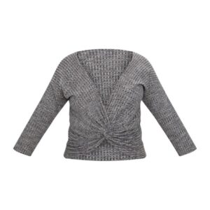 Grey Marl Wrap Front Ribbed Top