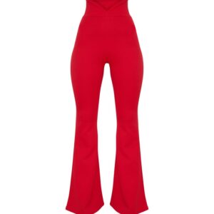Scuba Curve Waist Band Detail Flared Trousers