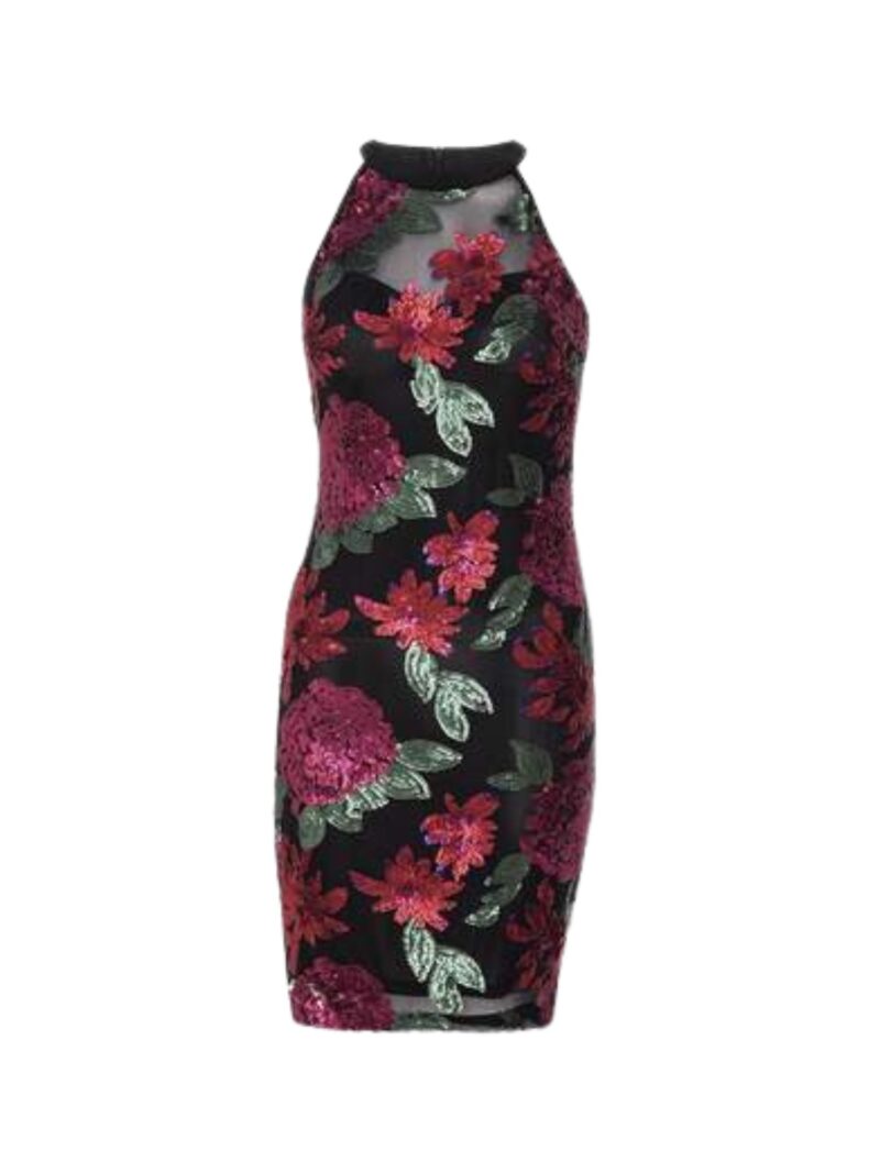 Black/Red Mesh Sequin Flow High Black