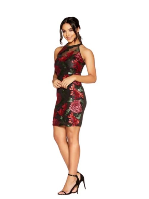 Black/Red Mesh Sequin Flow High Black