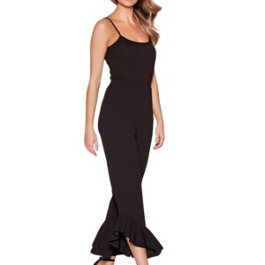 Black Scuba Crepe Assymetric Frill Hem