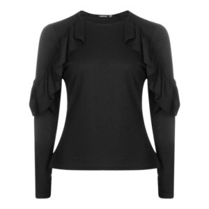 Faye double ruffle sleeve blck