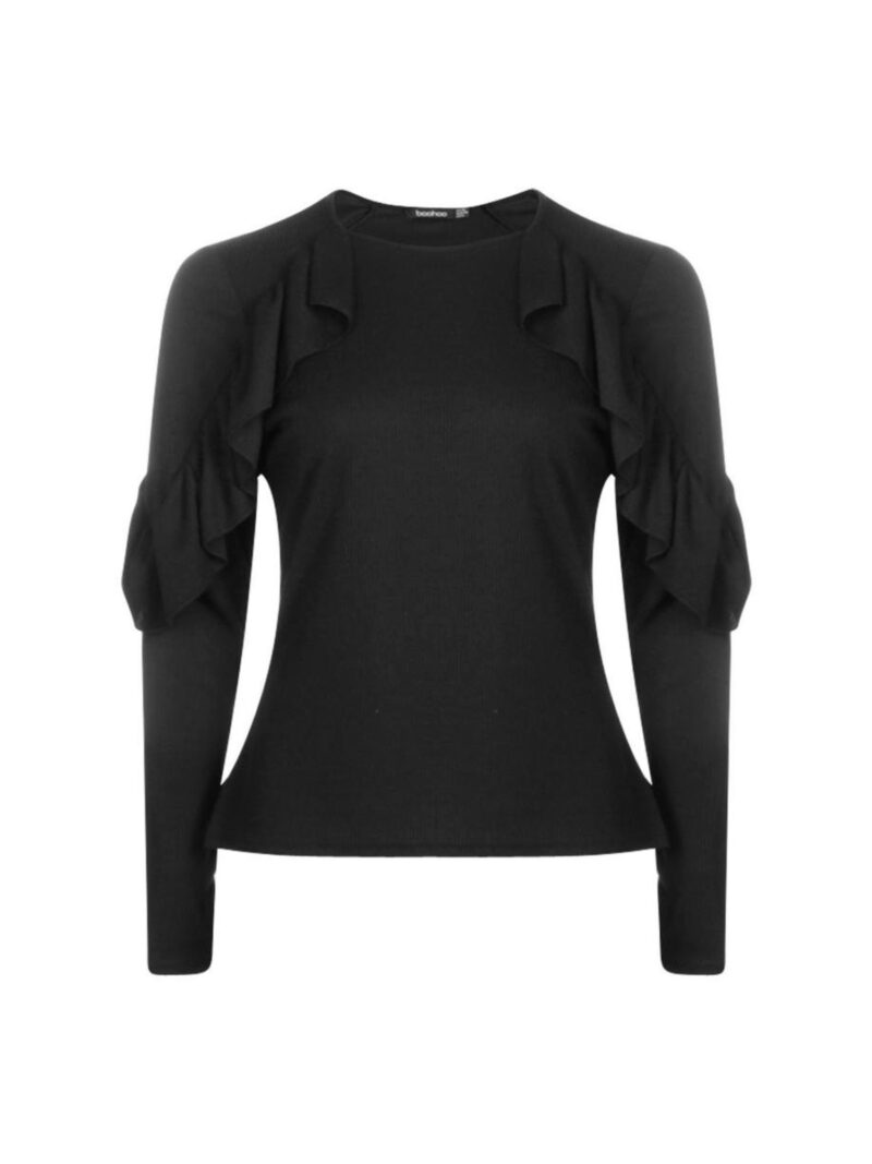 Faye double ruffle sleeve blck