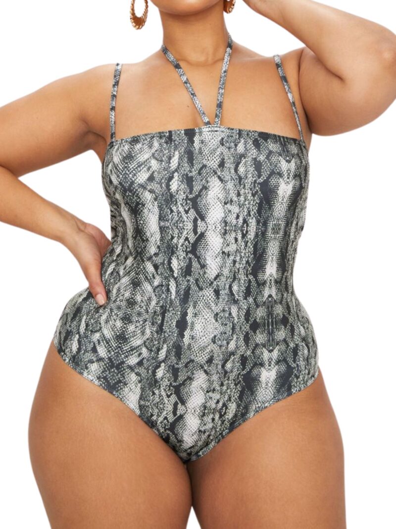 Snake Print Tie Detail Bodysuit