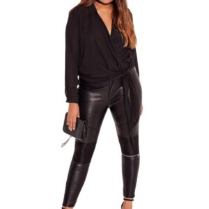 Wrap tieside blouse black