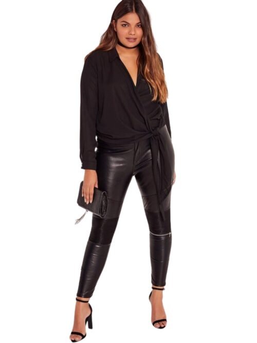 Wrap tieside blouse black