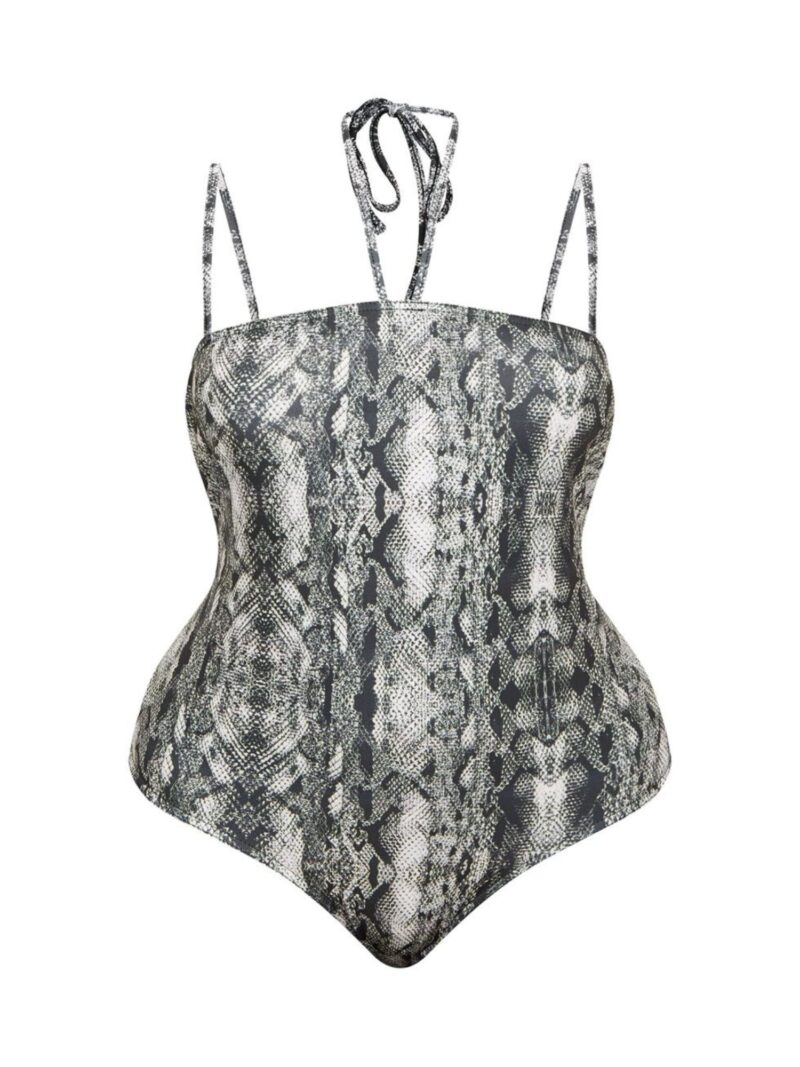 Snake Print Tie Detail Bodysuit
