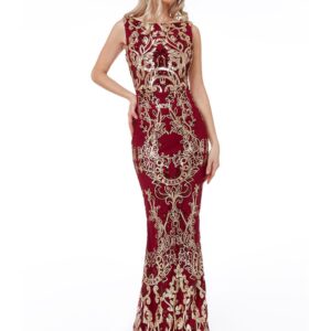 Sequin Maxi Dress with Scalloped Hem