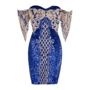 Sequin & Embroidery Embellished Mini Bodycon Dress