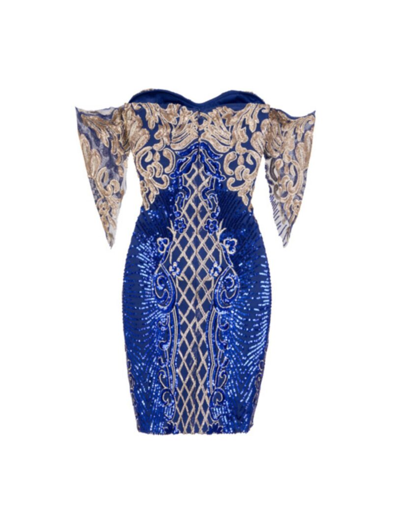 Sequin & Embroidery Embellished Mini Bodycon Dress