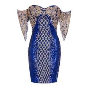 Sequin & Embroidery Embellished Mini Bodycon Dress