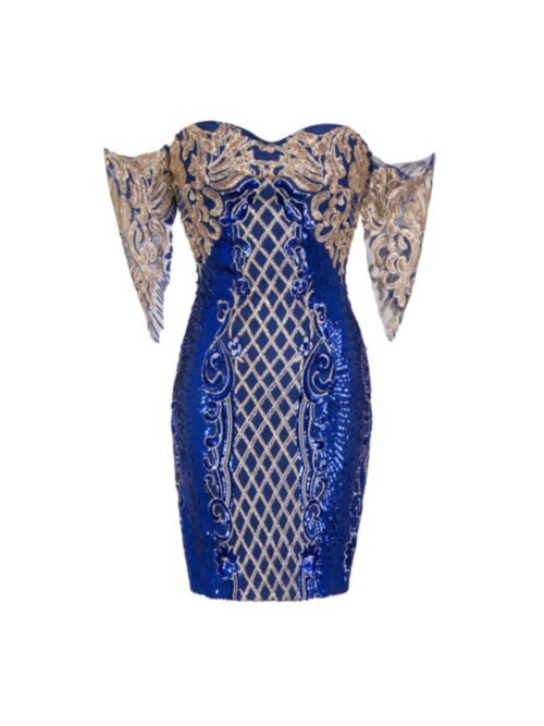 Sequin & Embroidery Embellished Mini Bodycon Dress
