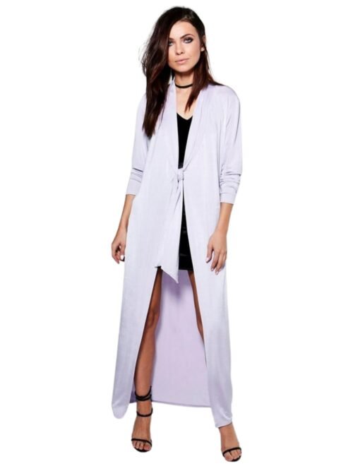Boohoo Isabella tie front silky duster MAUVE
