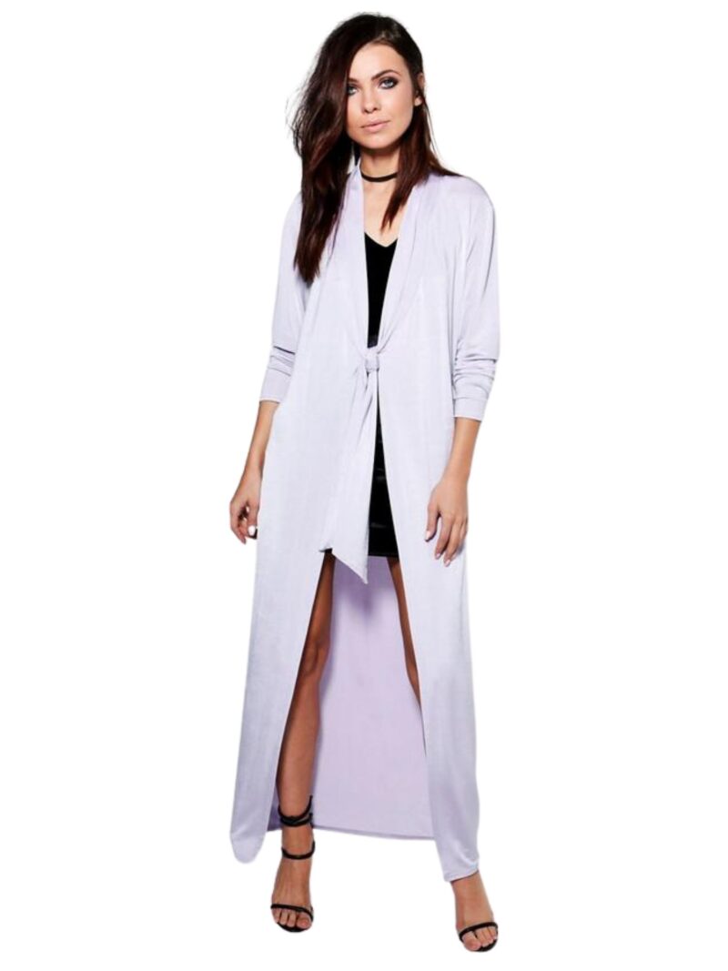 Boohoo Isabella tie front silky duster MAUVE