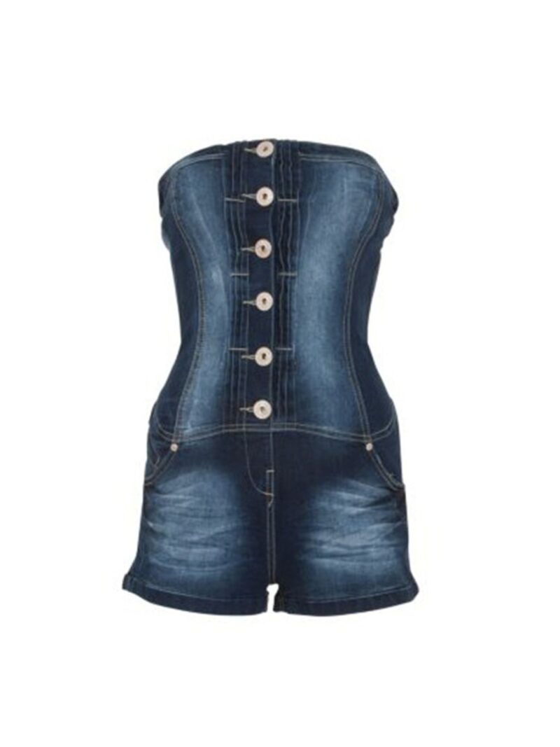 Denim buttoned playsuit