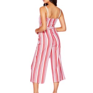 Red and pink stripe culottes jumpsuit