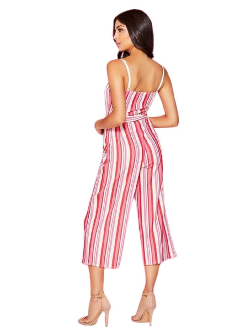Red and pink stripe culottes jumpsuit