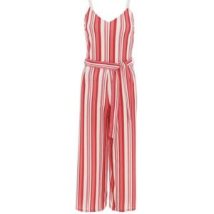 Red and pink stripe culottes jumpsuit