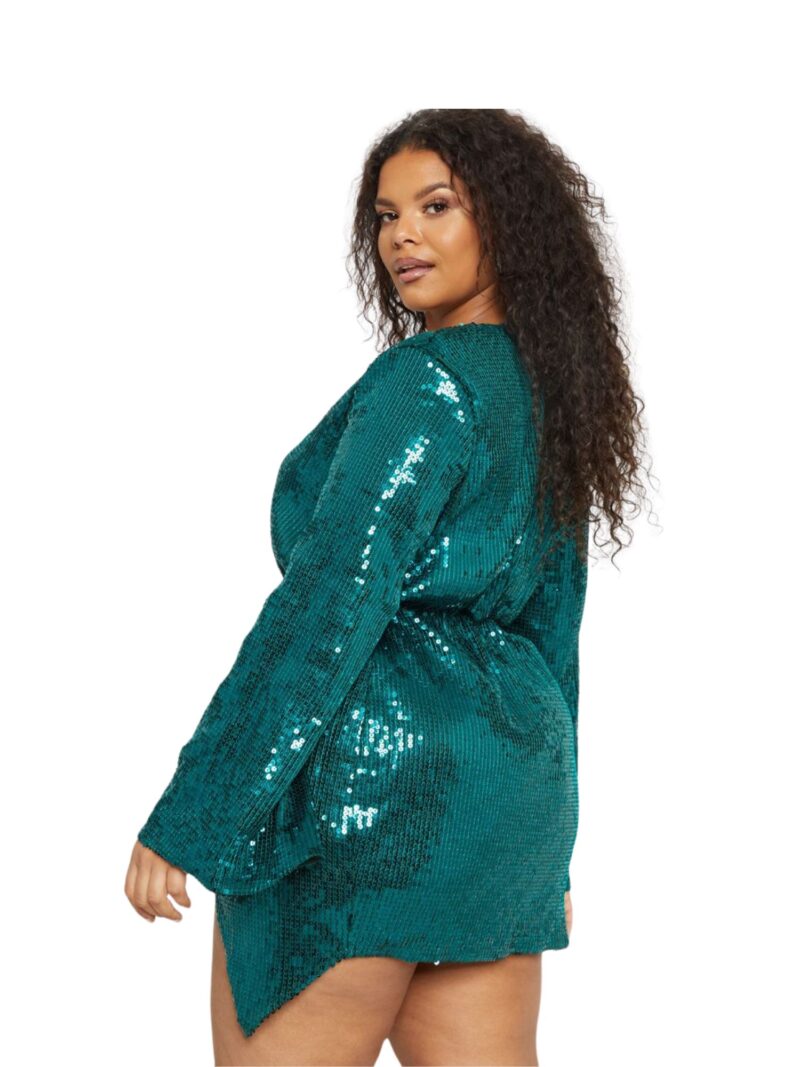 dress41emarald Emerald Green Sequin Wrap Waist Shift