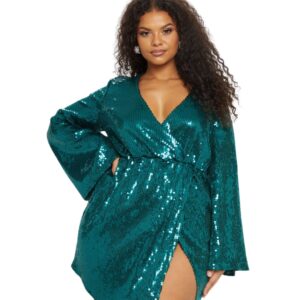 dress41emarald Emerald Green Sequin Wrap Waist Shift