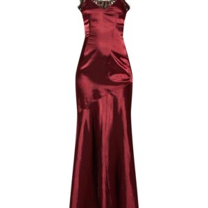 Burgandy satin lace maxi