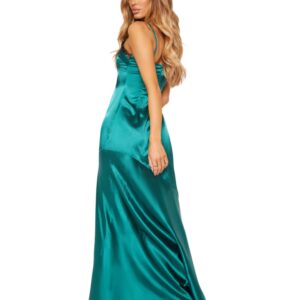Emerald satin lace maxi