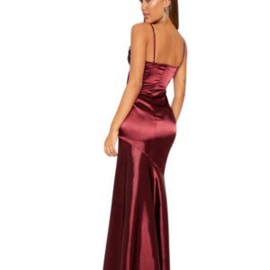 Burgandy satin lace maxi
